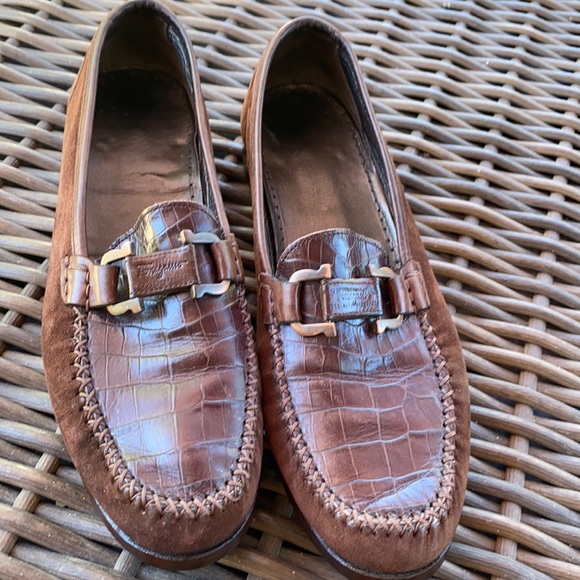 Salvatore Ferragamo Shoes - Ferragamo Brown Suede and Leather Loafers, Sz 8.5